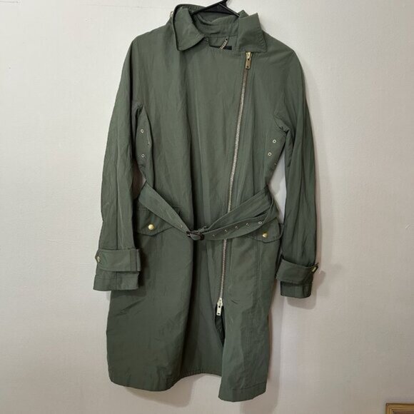 J. Crew assymetrical trench coat 8 belted Steampunk Classic Minimalist Academia - Picture 14 of 16